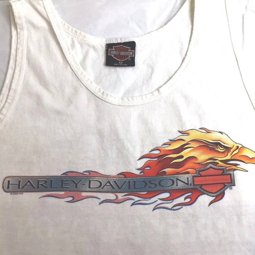 Harley Davidson Flamed Eagle Y2K Tank Top New Bern NC Double Sided Unisex Sz M